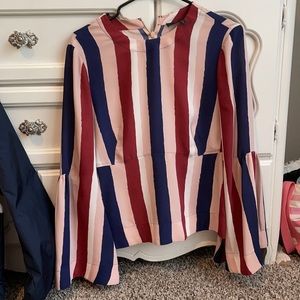 Bell bottom long sleeve striped bcbg top